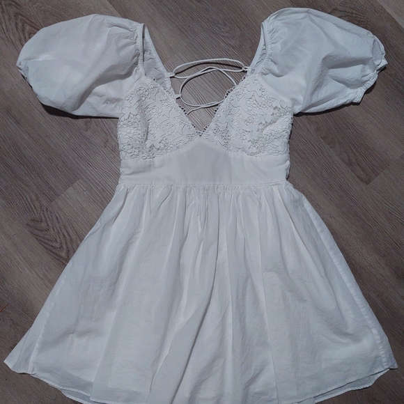 Princess Polly‎ Krysten White Puff Sleeve Mini Dress Sz 12 - Picture 8 of 12
